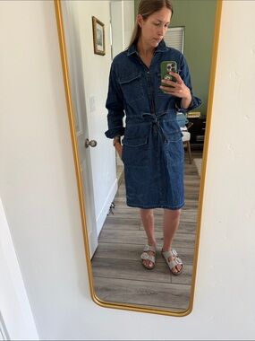J. Crew Dark Blue Denim Utility Dress with Drawstring